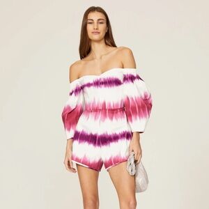 AMUR Ariadne Off-Shoulder Tie-Dye Romper